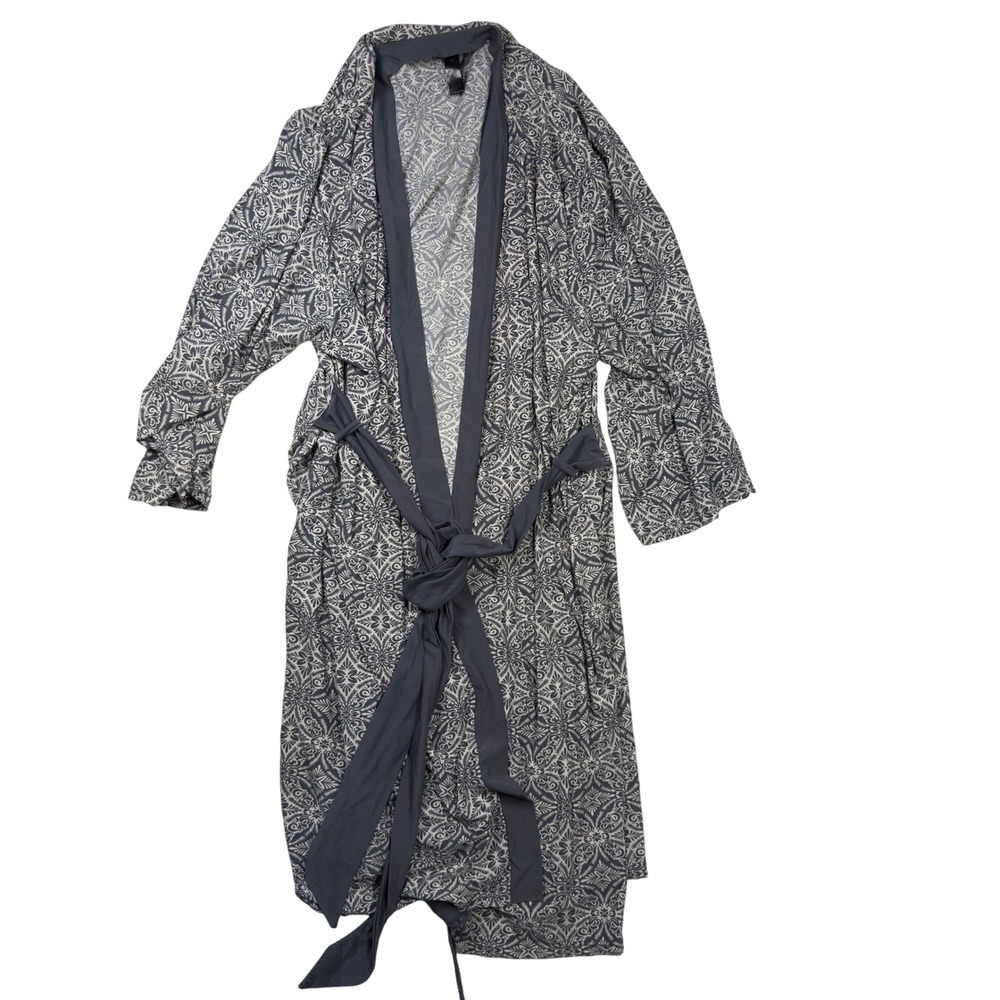 Marilyn Monroe Robe Womens Medium Damask Print Belted Wrap Intimates Gray